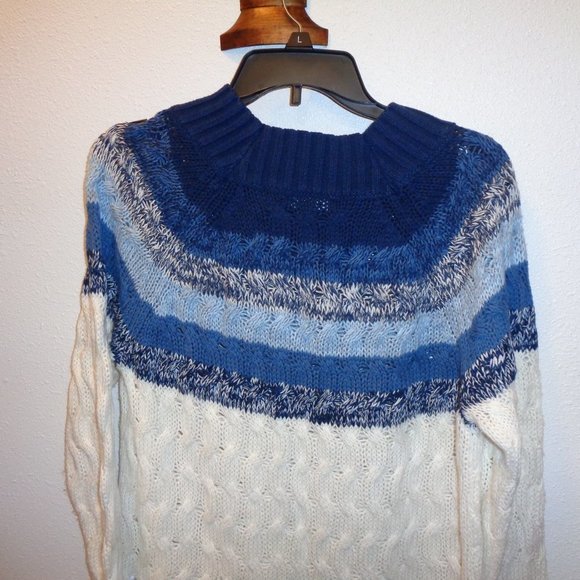 CHAPS Sweater Size Large Blue & White - Picture 7 of 9